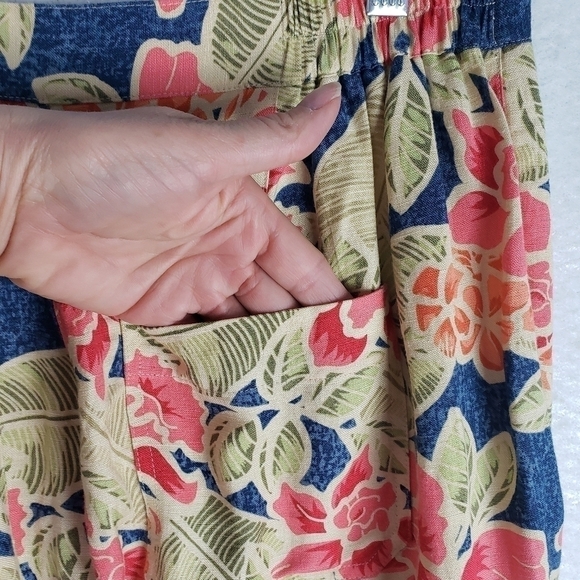 TALBOTS VTG Linen Blend Floral Crop/Ankle  Pant Size 12W. - Picture 4 of 12